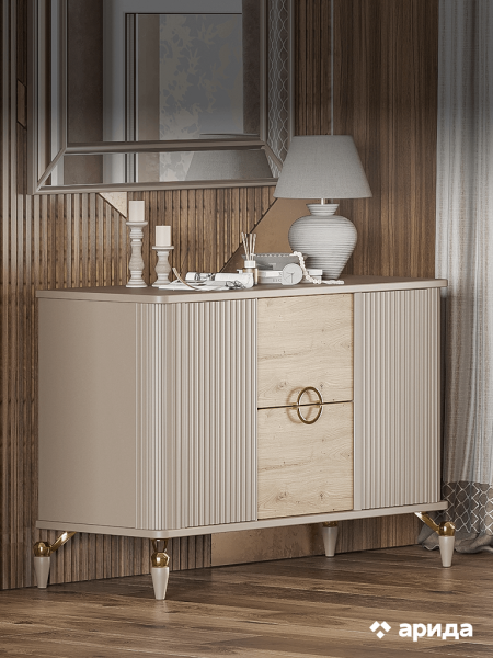 Спальный гарнитур "Мадрид" (Кровать 1,6; 2 тумбы; Комод с зеркалом; Шкаф 3 дверный)