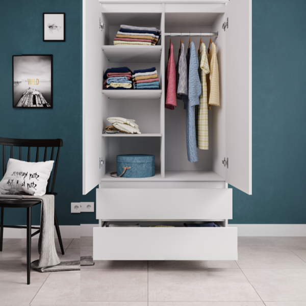 Шкaф 2-х створчатый Мори белый