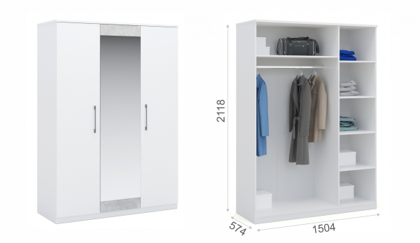 Шкаф распашной трёхстворчатый "Аврора"